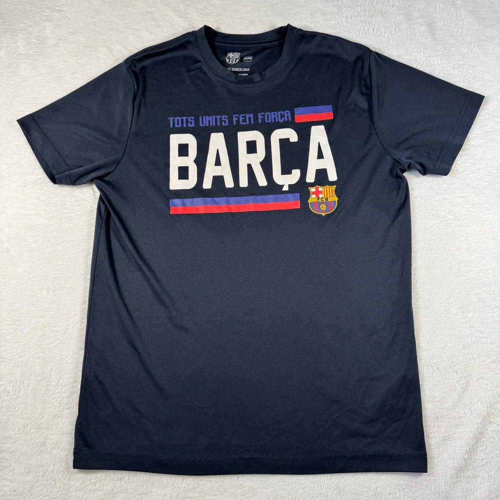 FC Barcelona Barça Tots Units Fem Força Graphic Crest T‑Shirt Men's M Navy Blue